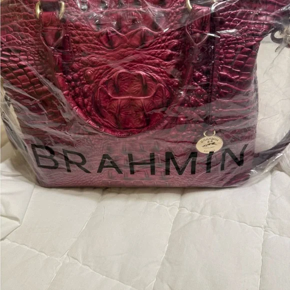 Brahmin Croc-Embossed Tote in hard to find POMEGRANATE! - Picture 2 of 13